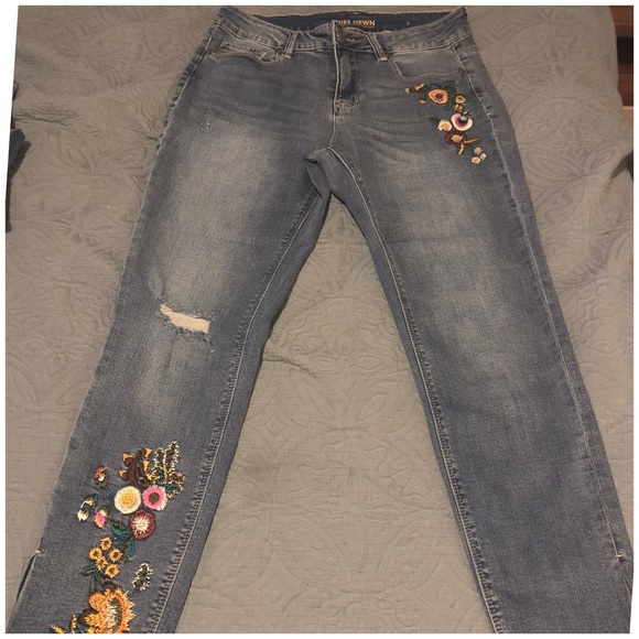 Denim - Ruff Hewn embroidered Skinny Jeans 8